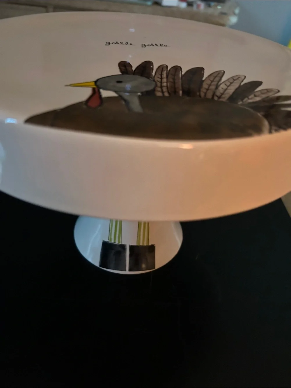 Gobble Gobble Turkey Ceramic Serving Cake Stand -Turkey on Top,Legs on Stand
